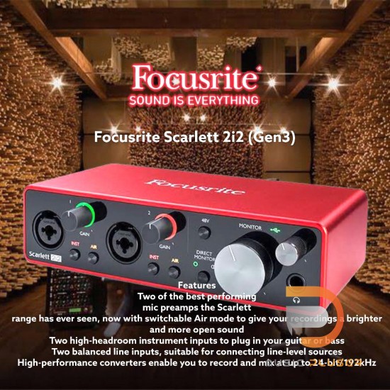 新品 未開封★ Focusrite Scarlett 2i2(gen3) Focusriteからレコーディングに最適な「Scarlett 2i2 G3」が新た